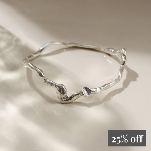 Wiggle Molten Sterling Silver Bangle
