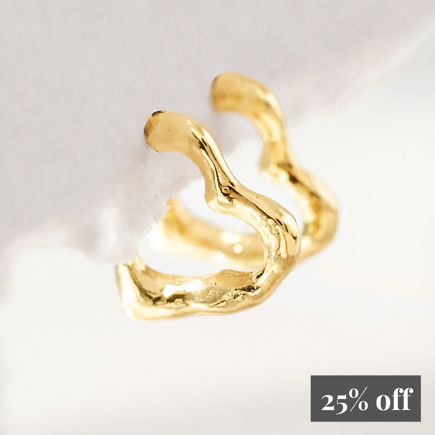 9ct Gold Molten Heart Hoop Earrings