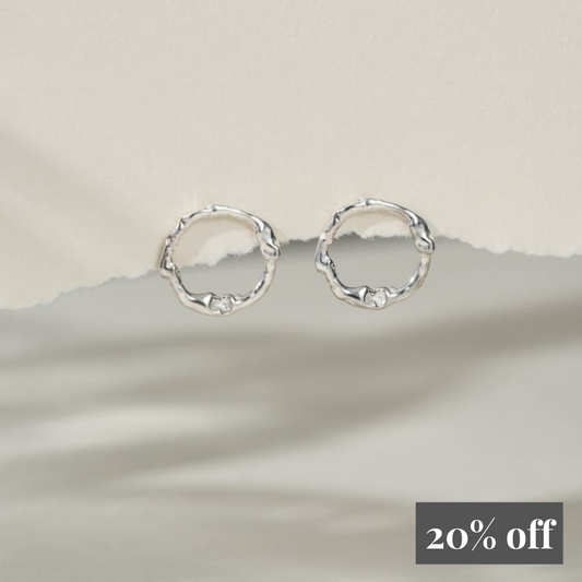 Silver Halo Stud Earrings