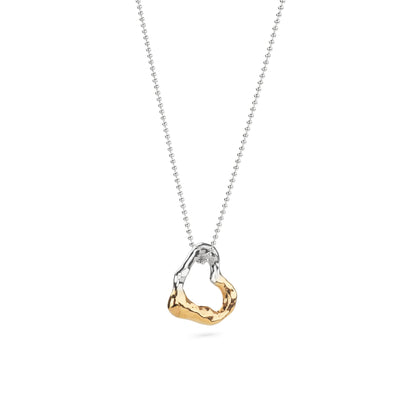 Molten Silver and Gold Heart Necklace - Small