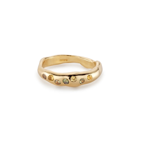Harlequin Molten Slim 9ct Gold Sapphire Ring