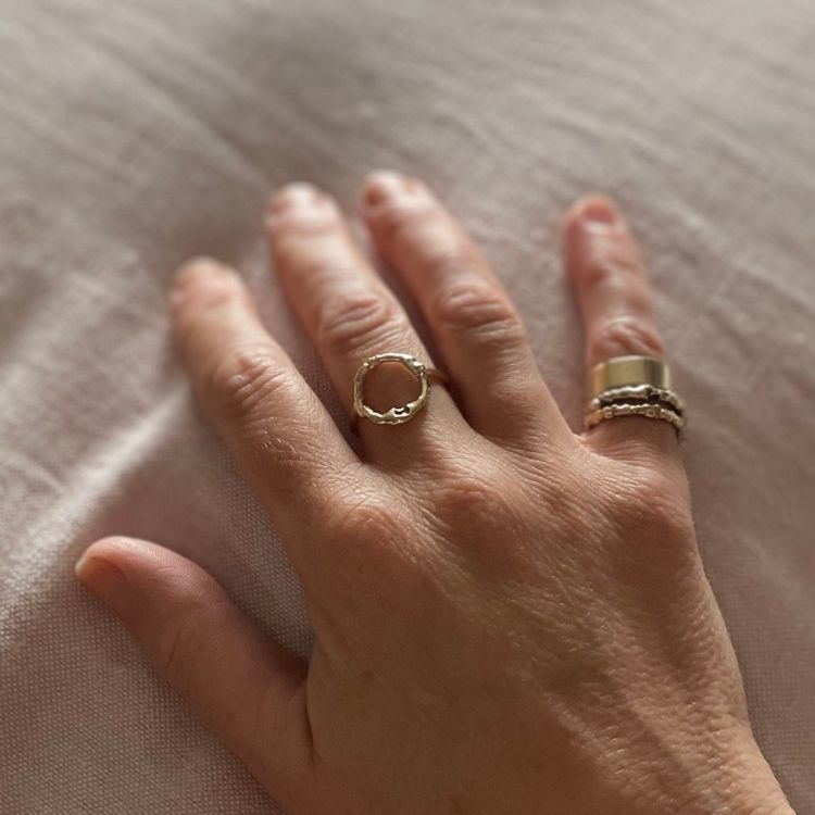 A Gold Halo Ring from Lulu and Boo Jewellery.