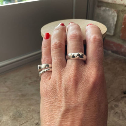 Chunky molten ring in sterling silver