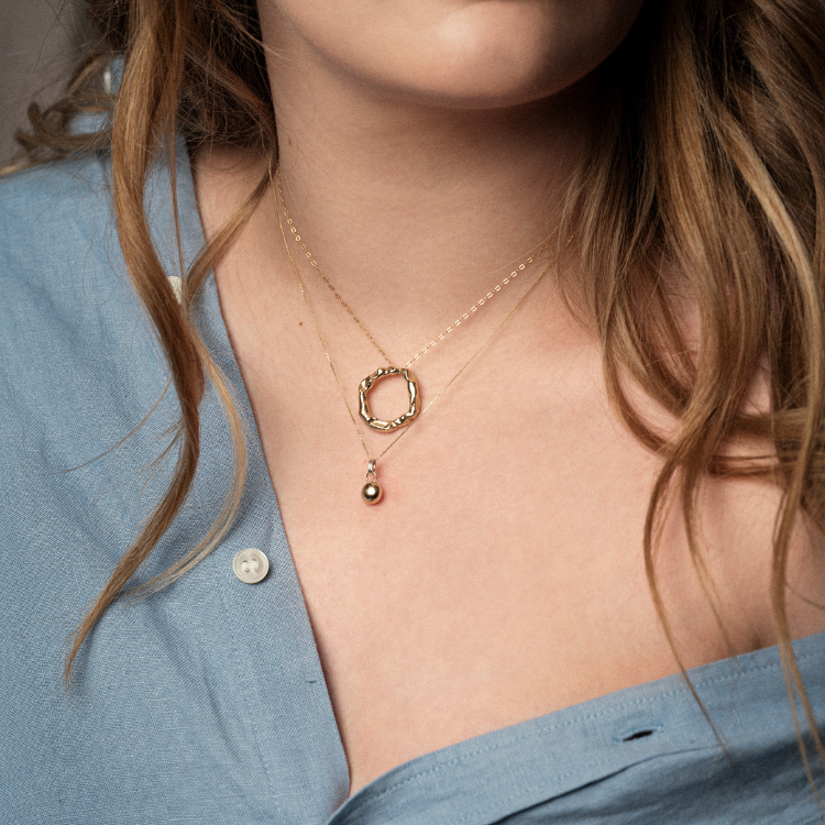 A solid gold necklace from Lulu and Boo Jewellery.
