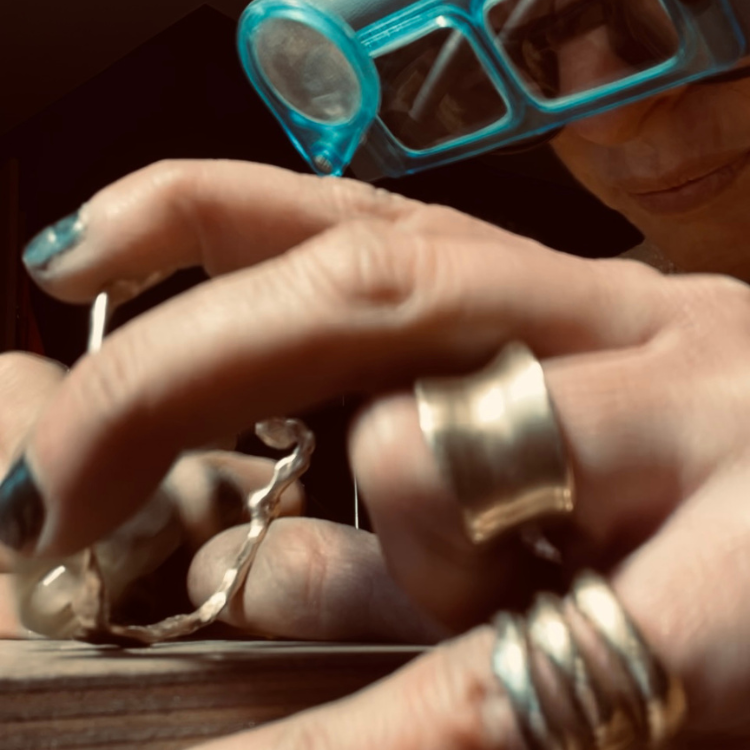 A Wiggle Molten Gold 9ct Bangle being made by Lulu and Boo Jewellery.